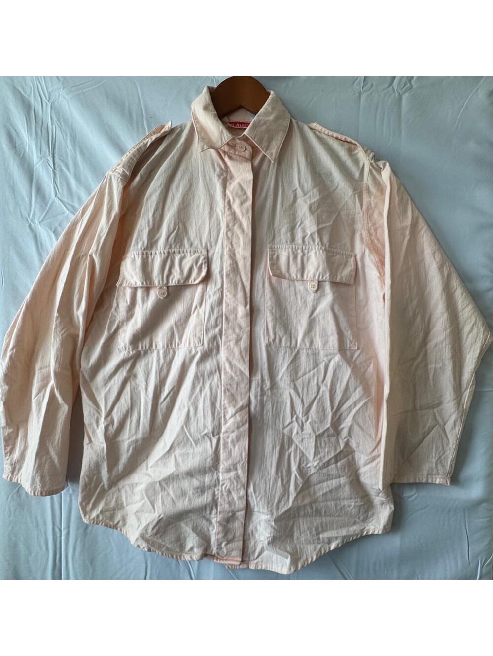 Claude Shirt Womens 6 Peach Cotton Utility Button Front Pockets